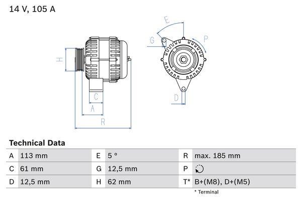 Bosch 0 986 048 791 Alternator 0986048791 0986048791 Bosch Alternator