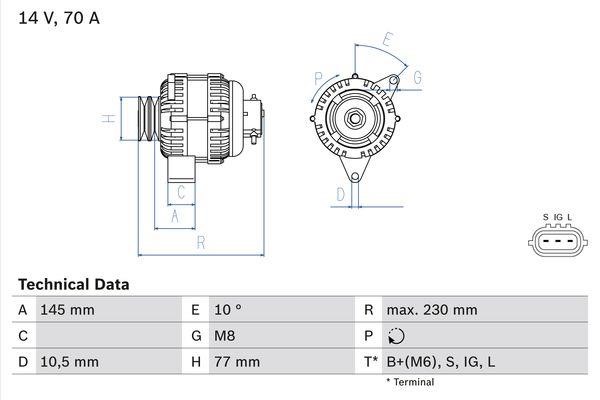 Bosch 0 986 049 510 Alternator 0986049510