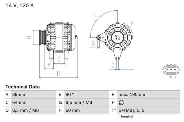 Bosch 0 986 082 440 Alternator 0986082440 0986082440 Bosch Alternator