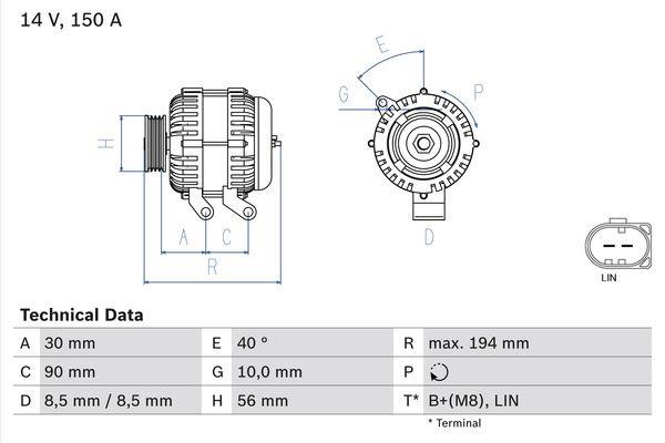 Bosch 0 986 082 560 Alternator 0986082560