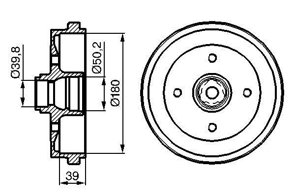 Bosch 0 986 477 111 Brake drum with wheel bearing, assy 0986477111