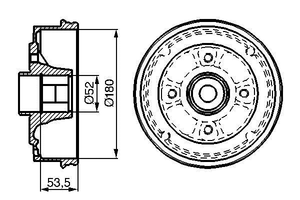 Bosch 0 986 477 112 Brake drum with wheel bearing, assy 0986477112