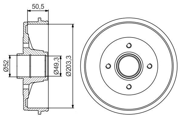 Bosch 0 986 477 170 Brake drum with wheel bearing, assy 0986477170