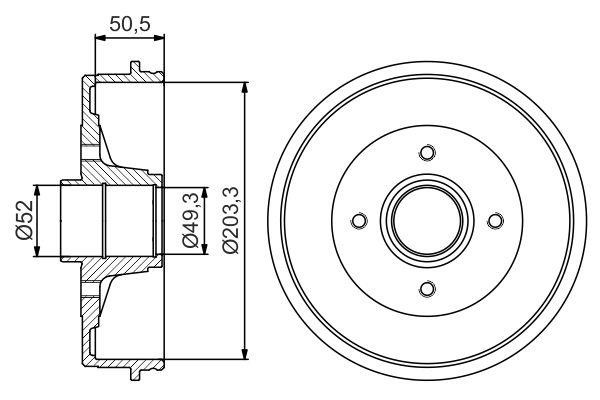 Bosch 0 986 477 197 Brake drum with wheel bearing, assy 0986477197