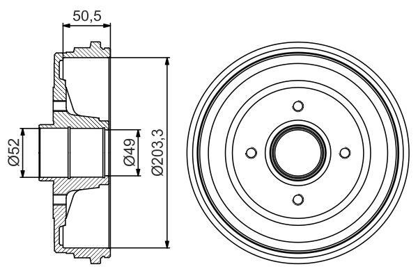 Bosch 0 986 477 206 Brake drum with wheel bearing, assy 0986477206