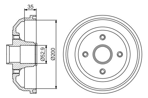 Bosch 0 986 477 265 Brake drum with wheel bearing, assy 0986477265
