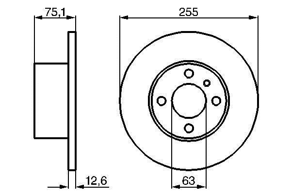 Bosch 0 986 478 032 Unventilated front brake disc 0986478032