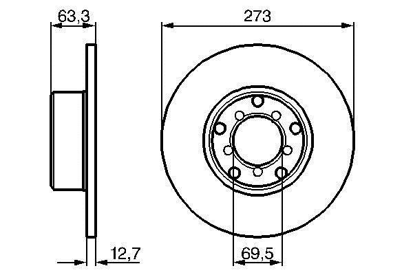 Bosch 0 986 478 055 Unventilated front brake disc 0986478055