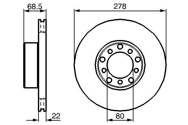 Bosch 0 986 478 061 Front brake disc ventilated 0986478061