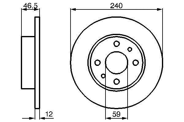 Unventilated front brake disc Bosch 0 986 478 353