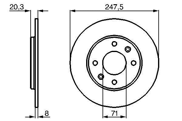 Bosch 0 986 478 371 Rear brake disc, non-ventilated 0986478371