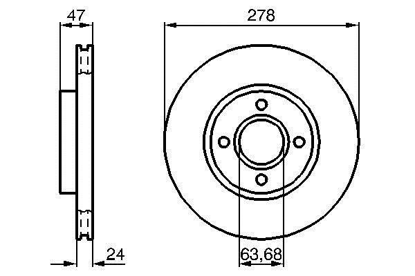 Bosch 0 986 478 427 Front brake disc ventilated 0986478427