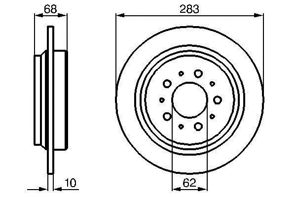 Bosch 0 986 478 445 Rear brake disc, non-ventilated 0986478445