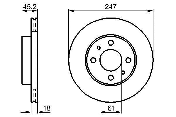 Bosch 0 986 478 459 Front vented brake disc 0986478459 0986478459 Bosch Front vented brake disc