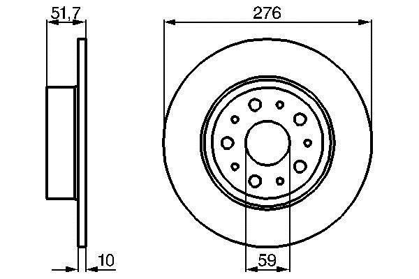 Bosch 0 986 478 463 Rear brake disc, non-ventilated 0986478463