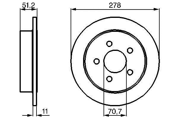 Bosch 0 986 478 487 Rear brake disc, non-ventilated 0986478487