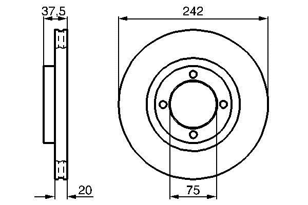 Bosch 0 986 478 524 Front brake disc ventilated 0986478524