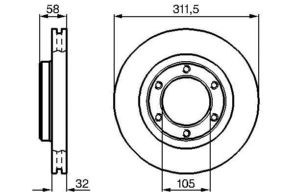 Bosch 0 986 478 580 Front brake disc ventilated 0986478580