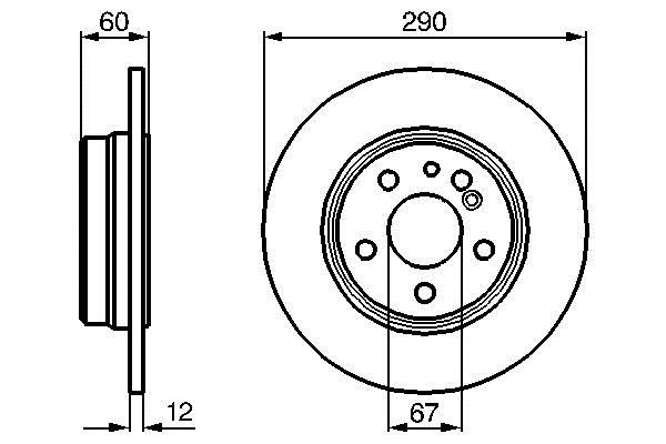 Bosch 0 986 478 607 Rear brake disc, non-ventilated 0986478607