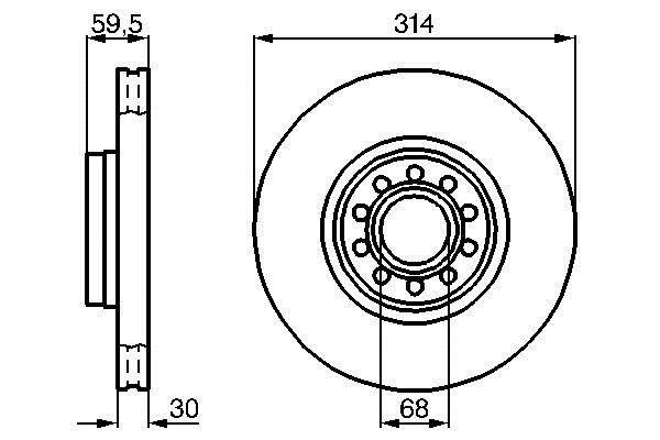 Front brake disc ventilated Bosch 0 986 478 617