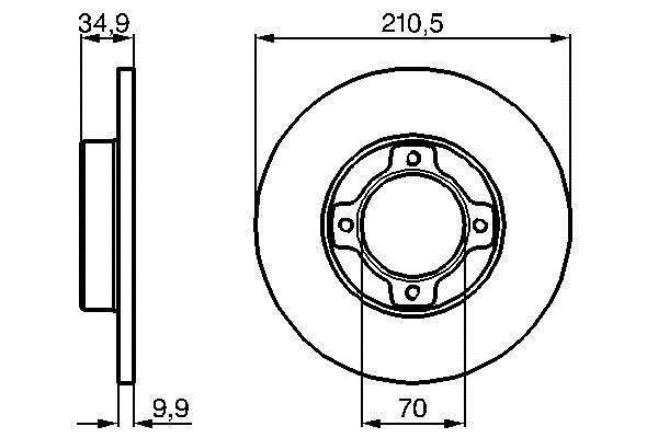 Bosch 0 986 478 755 Unventilated front brake disc 0986478755