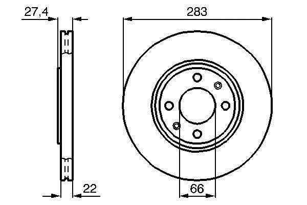 Bosch 0 986 478 834 Front brake disc ventilated 0986478834