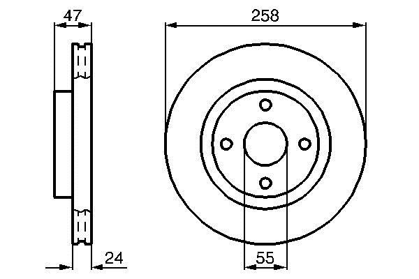 Bosch 0 986 478 989 Front brake disc ventilated 0986478989