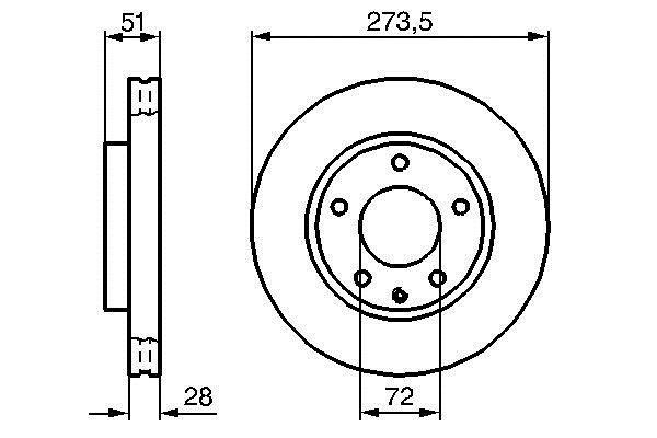 Bosch 0 986 479 016 Front brake disc ventilated 0986479016