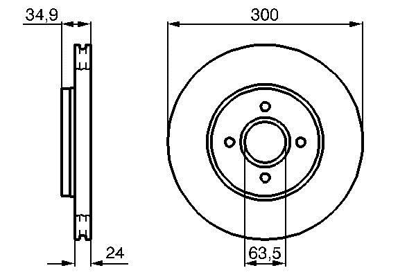Bosch 0 986 479 048 Front brake disc ventilated 0986479048