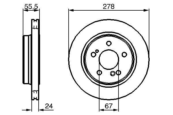 Bosch 0 986 479 133 Rear ventilated brake disc 0986479133