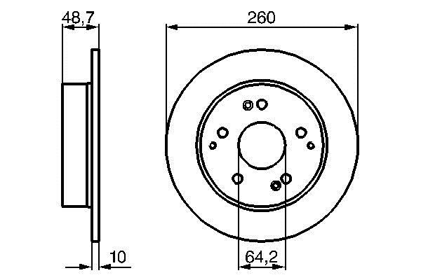 Bosch 0 986 479 225 Rear brake disc, non-ventilated 0986479225