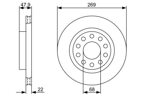 Bosch 0 986 479 366 Rear ventilated brake disc 0986479366