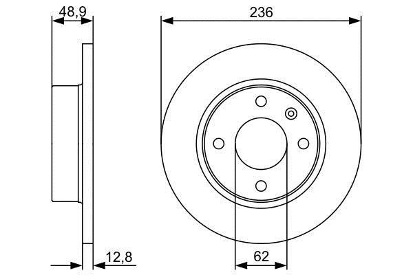 Bosch 0 986 479 491 Unventilated front brake disc 0986479491