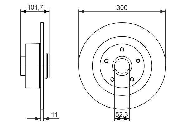 Bosch 0 986 479 573 Rear brake disc, non-ventilated 0986479573