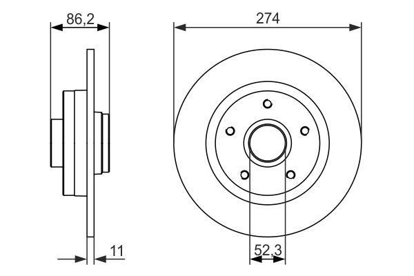 Bosch 0 986 479 682 Rear brake disc, non-ventilated 0986479682