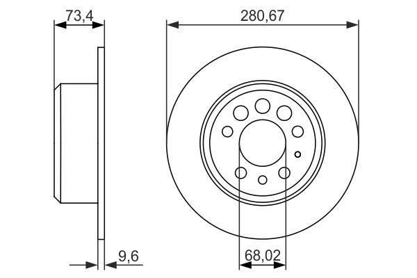 Bosch 0 986 479 835 Rear brake disc, non-ventilated 0986479835
