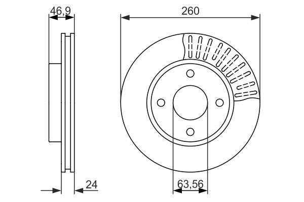 Bosch 0 986 479 837 Front brake disc ventilated 0986479837