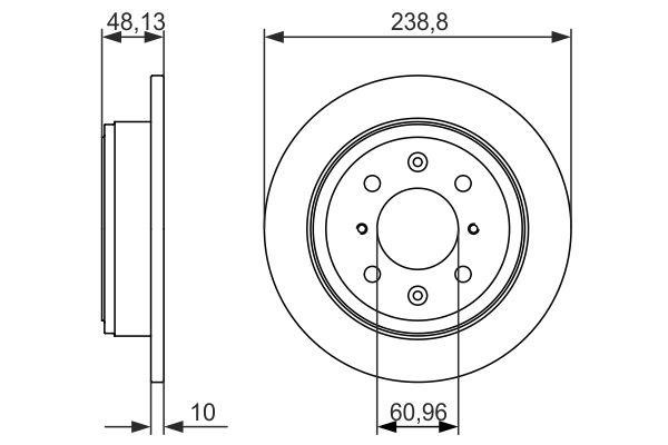 Bosch 0 986 479 860 Rear brake disc, non-ventilated 0986479860