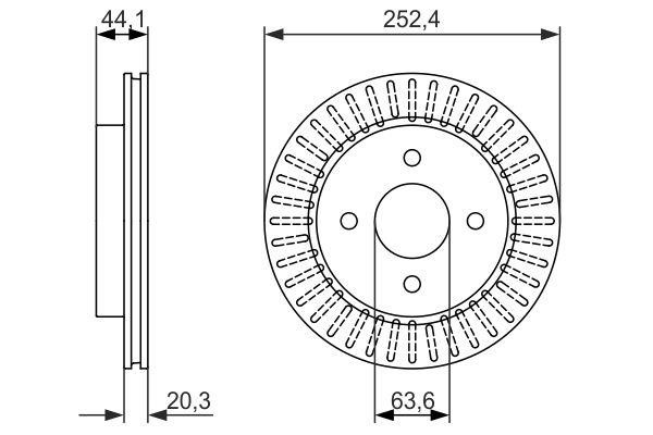 Bosch 0 986 479 887 Rear ventilated brake disc 0986479887