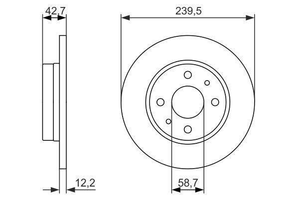 Bosch 0 986 479 905 Unventilated front brake disc 0986479905