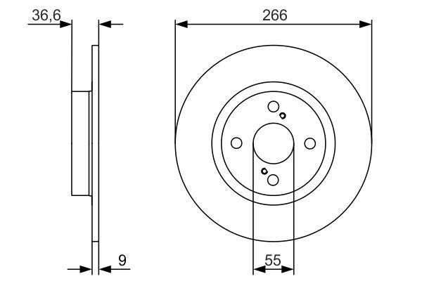 Bosch 0 986 479 977 Rear brake disc, non-ventilated 0986479977
