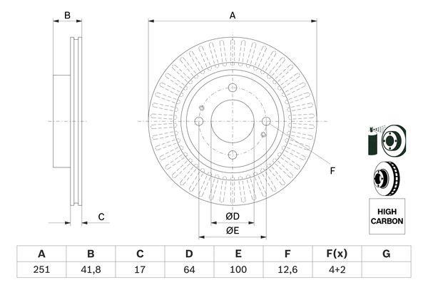 Bosch 0 986 479 F14 Front brake disc ventilated 0986479F14