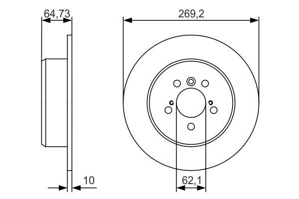 Rear brake disc, non-ventilated Bosch 0 986 479 R00