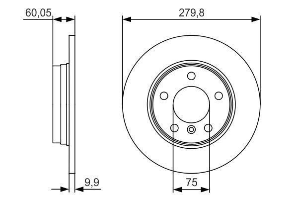 Bosch 0 986 479 S34 Rear brake disc, non-ventilated 0986479S34