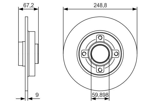 Bosch 0 986 479 S42 Rear brake disc, non-ventilated 0986479S42