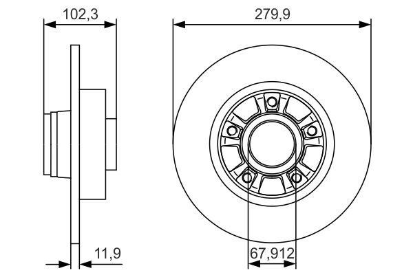 Bosch 0 986 479 S44 Rear brake disc, non-ventilated 0986479S44