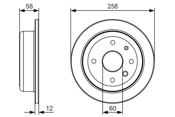 Bosch 0 986 479 T52 Rear brake disc, non-ventilated 0986479T52