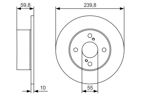 Bosch 0 986 479 T96 Rear brake disc, non-ventilated 0986479T96