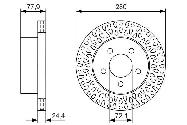 Bosch 0 986 479 U00 Front brake disc ventilated 0986479U00