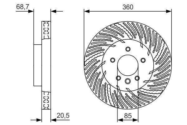 Bosch 0 986 479 V02 Front brake disc ventilated 0986479V02